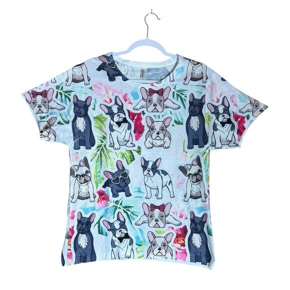 American Apparel French Bulldog Puppy Print Graphic Tee Sz S Kawaii Streetwear - Picture 1 of 5
